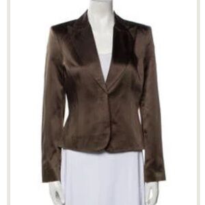 Les Copains Chocolate Brown Women's Satin Blazer